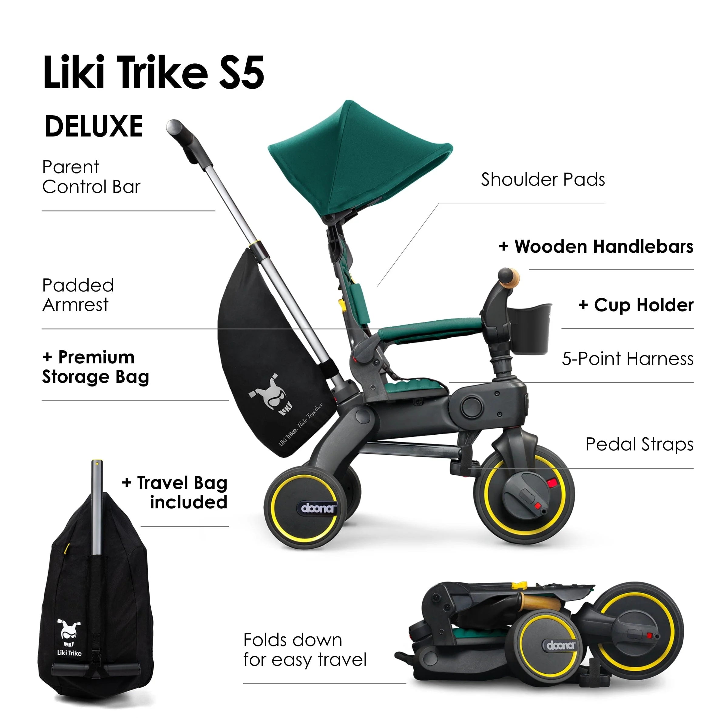 Doona™ Liki Trike S5 - Racing Green Deluxe - Image 8